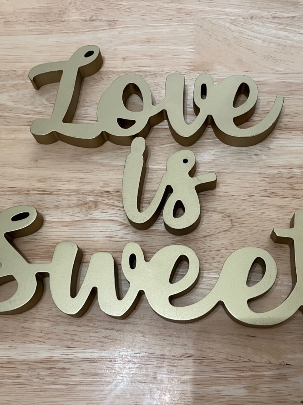 Gold "Love is Sweet" & “Senor Y Senora” Wooden Wedding Script